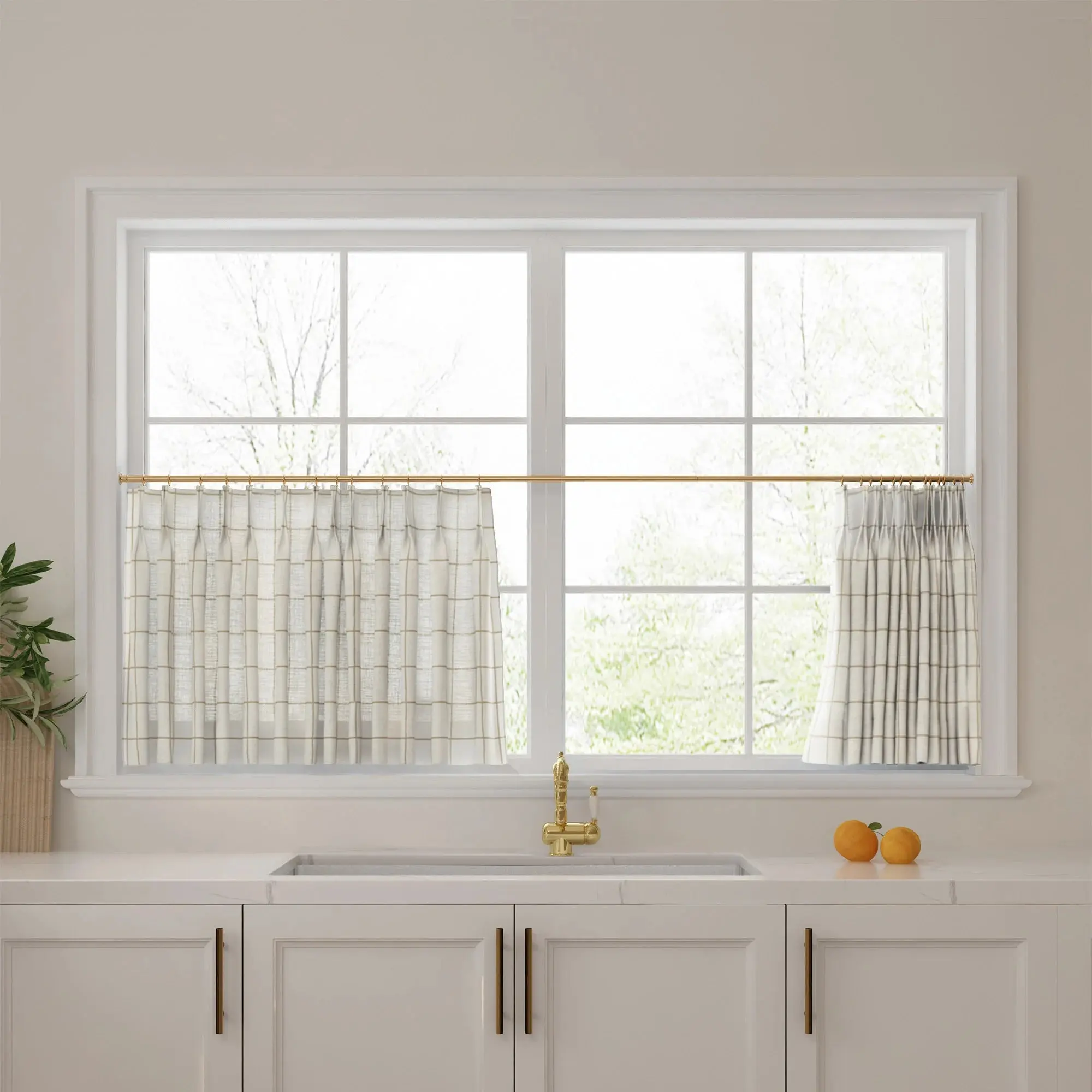 Stefana Silber Print Linen Pleated Cafe Curtains - Image 52