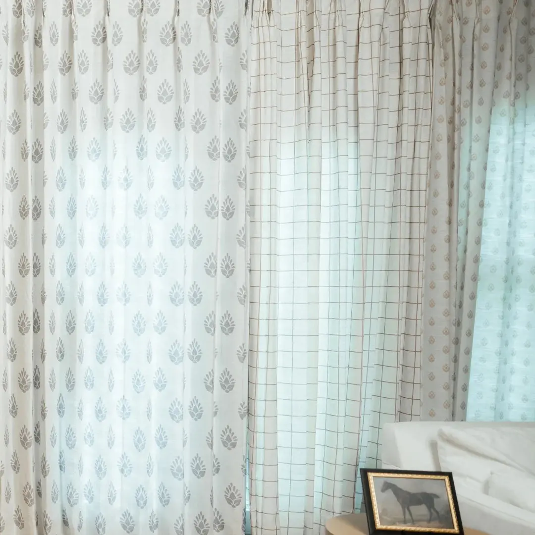 Stefana Silber Print Linen Blend Curtain Drapery Pleated - Image 13