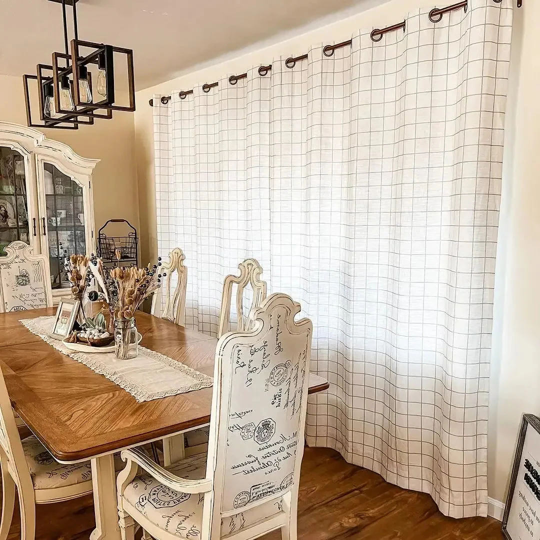 Stefana Silber Print Linen Blend Curtain Drapery Pleated - Image 25