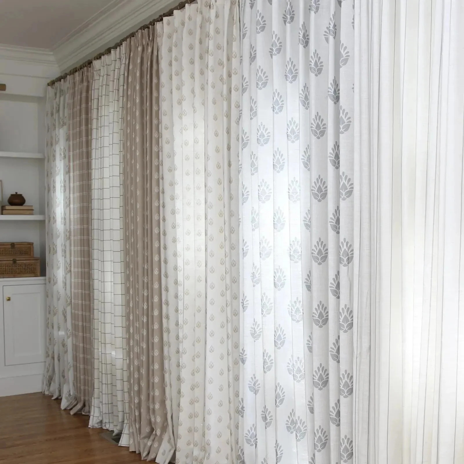 Stefana Silber Print Linen Blend Curtain Drapery Pleated - Image 26