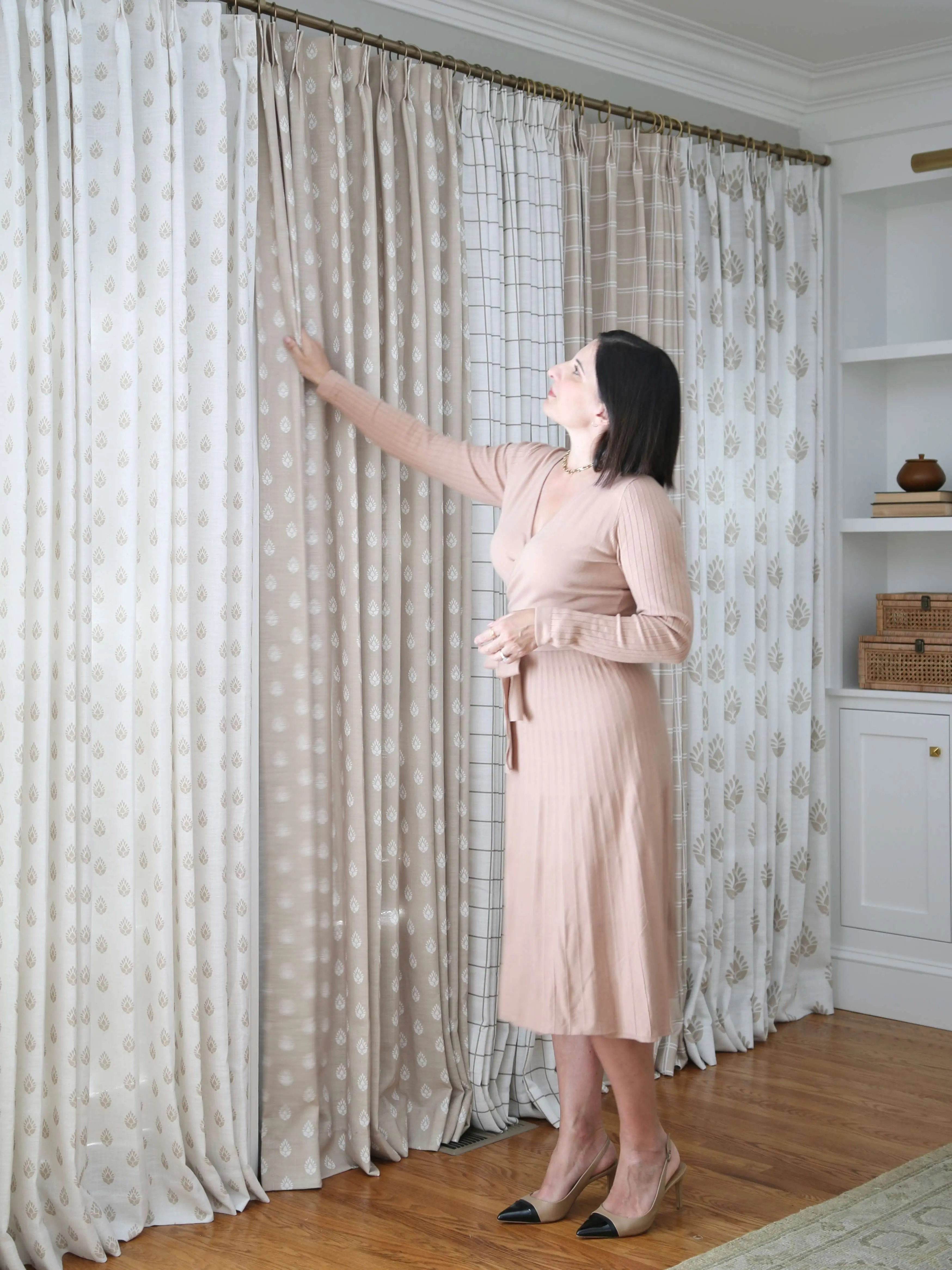 Stefana Silber Print Linen Blend Curtain Drapery Pleated - Image 29