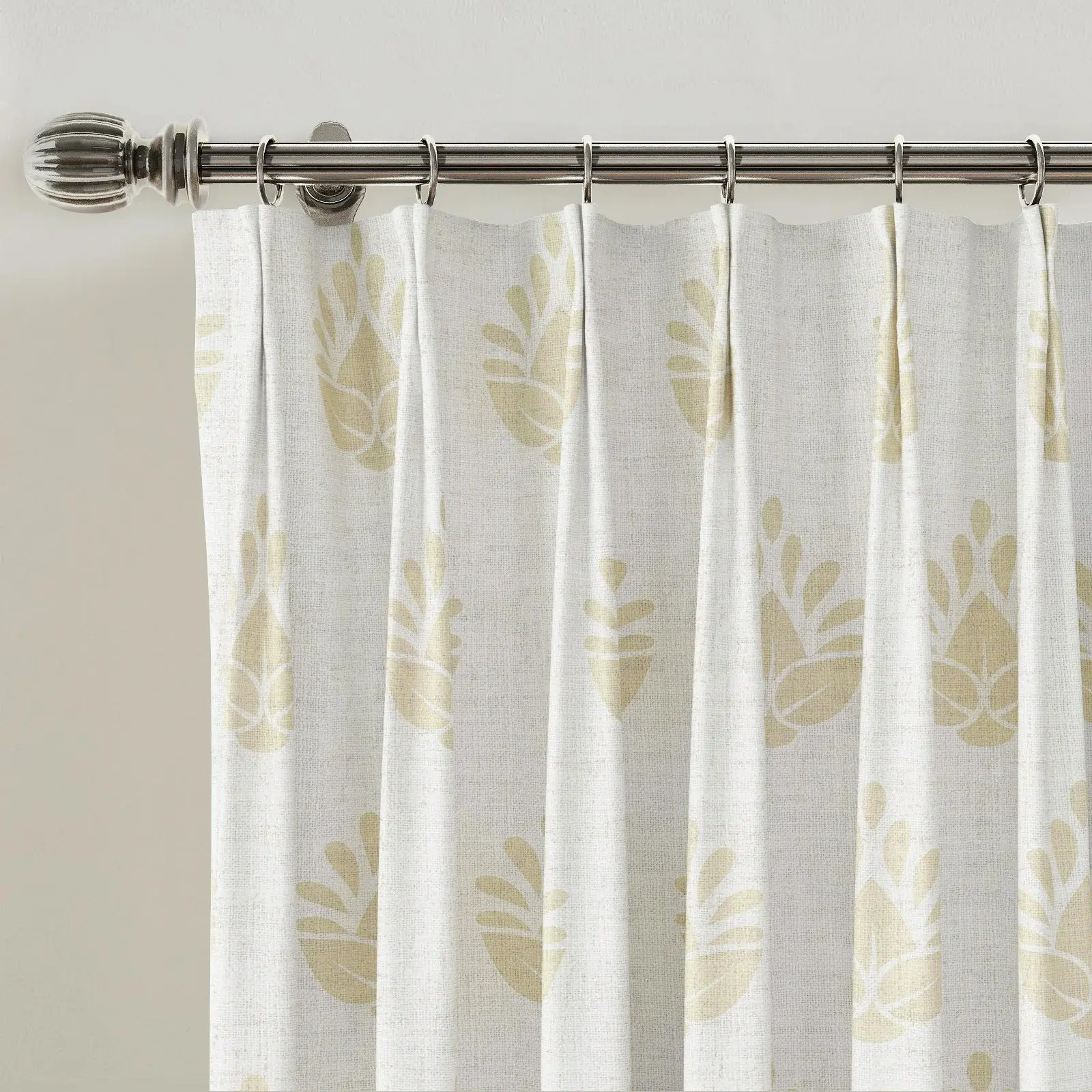 Stefana Silber Print Linen Blend Curtain Drapery Pleated - Image 43