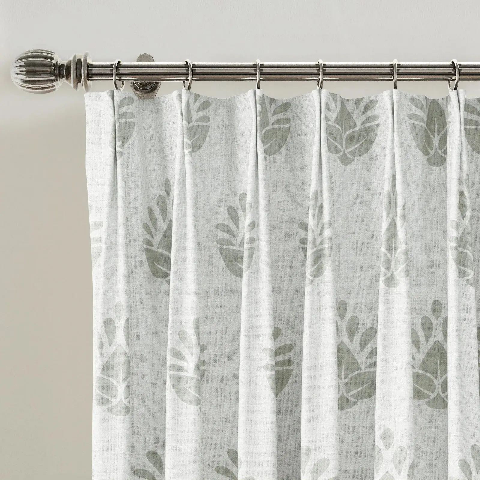 Stefana Silber Print Linen Blend Curtain Drapery Pleated - Image 45