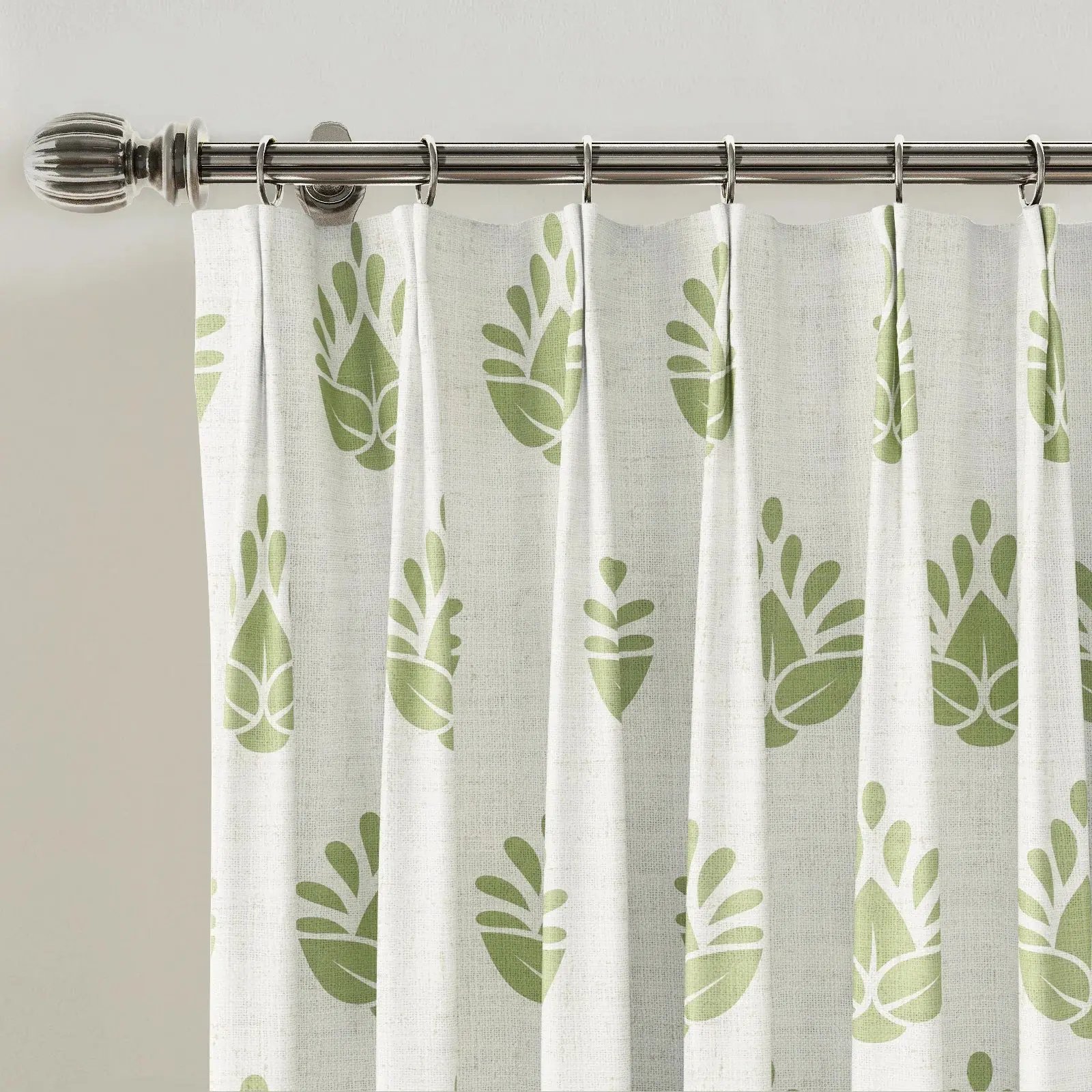 Stefana Silber Print Linen Blend Curtain Drapery Pleated - Image 49