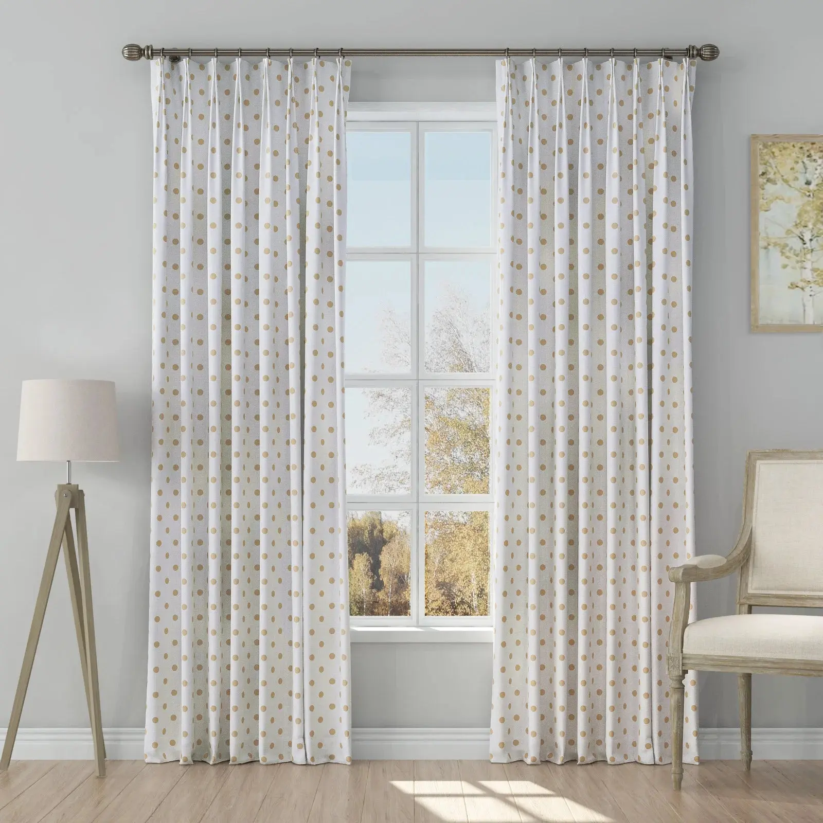 Stefana Silber Print Linen Blend Curtain Drapery Pleated - Image 50