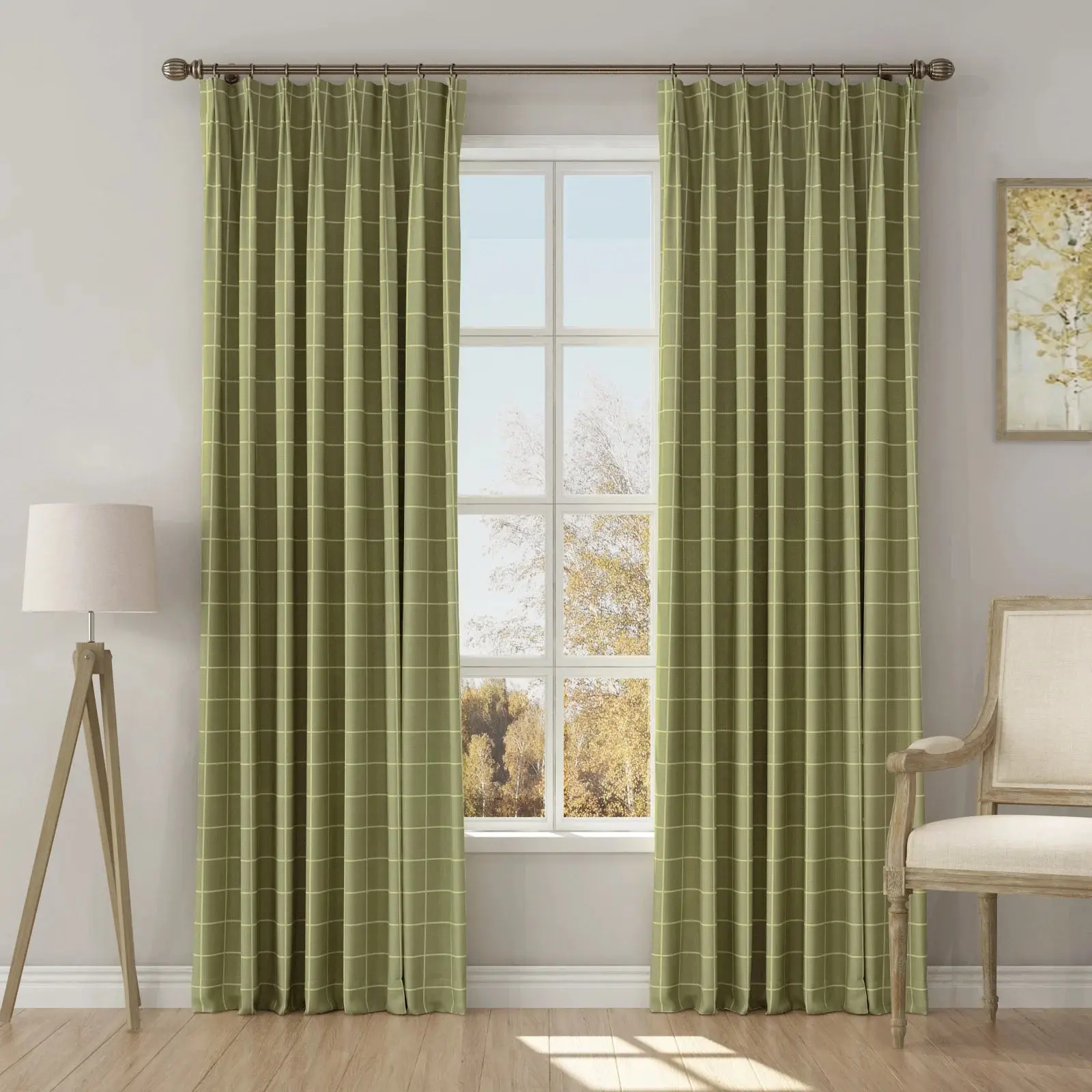 Stefana Silber Print Linen Blend Curtain Drapery Pleated - Image 60