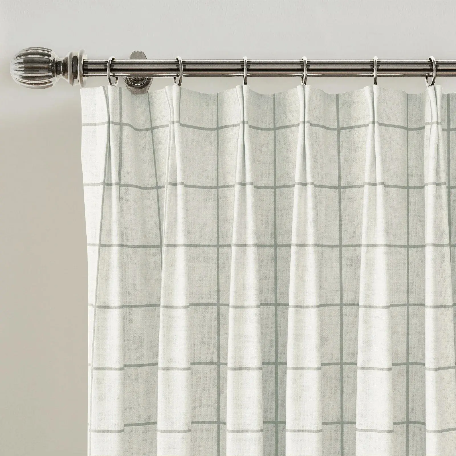 Stefana Silber Print Linen Blend Curtain Drapery Pleated - Image 63