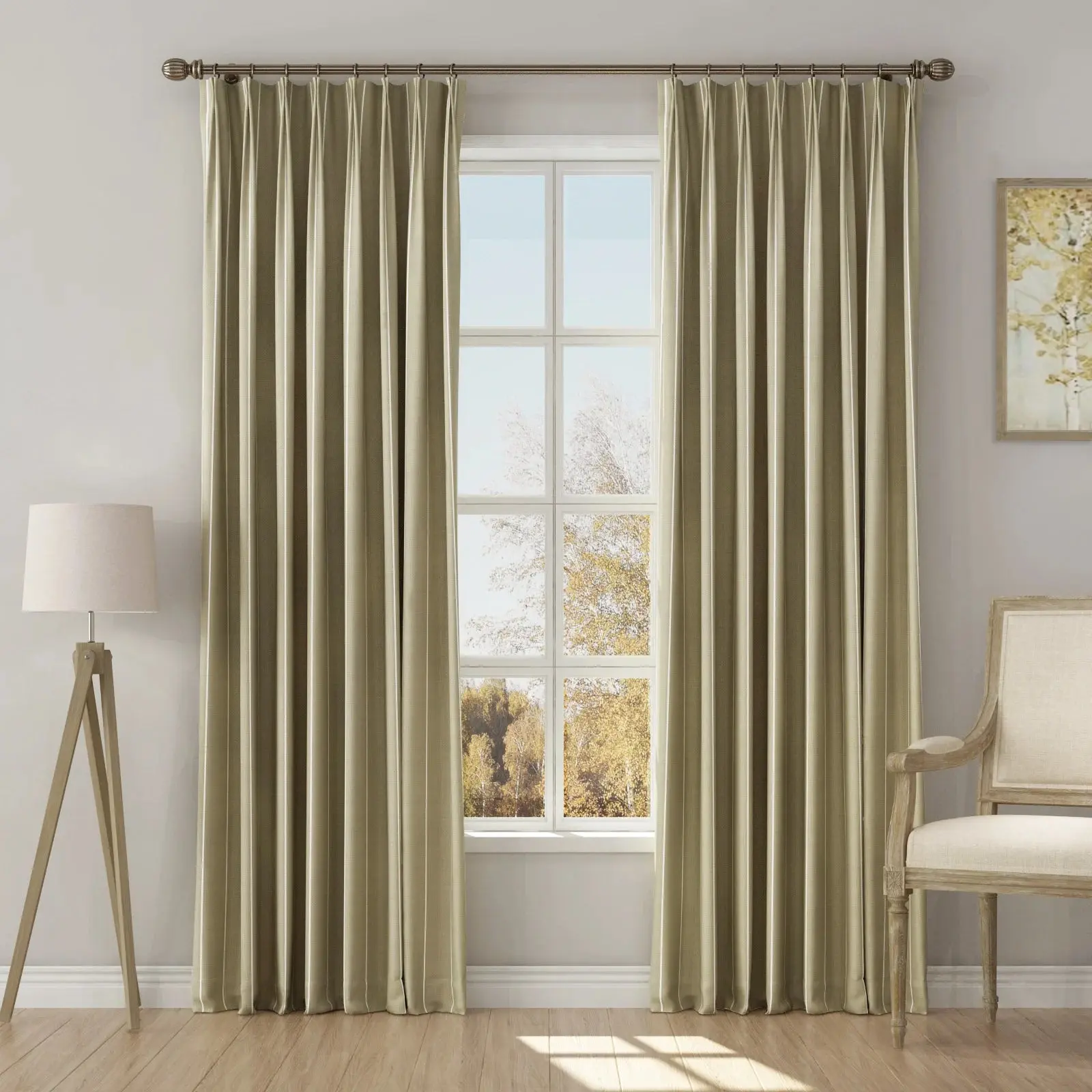 Stefana Silber Print Linen Blend Curtain Drapery Pleated - Image 66