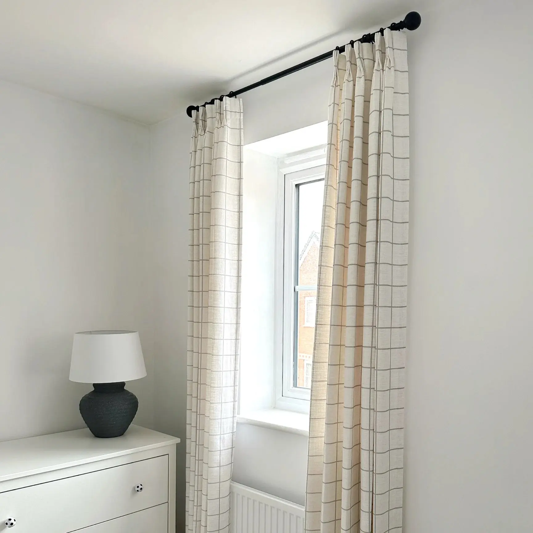 Stefana Silber Print Linen Blend Curtain Drapery Pleated - Image 9