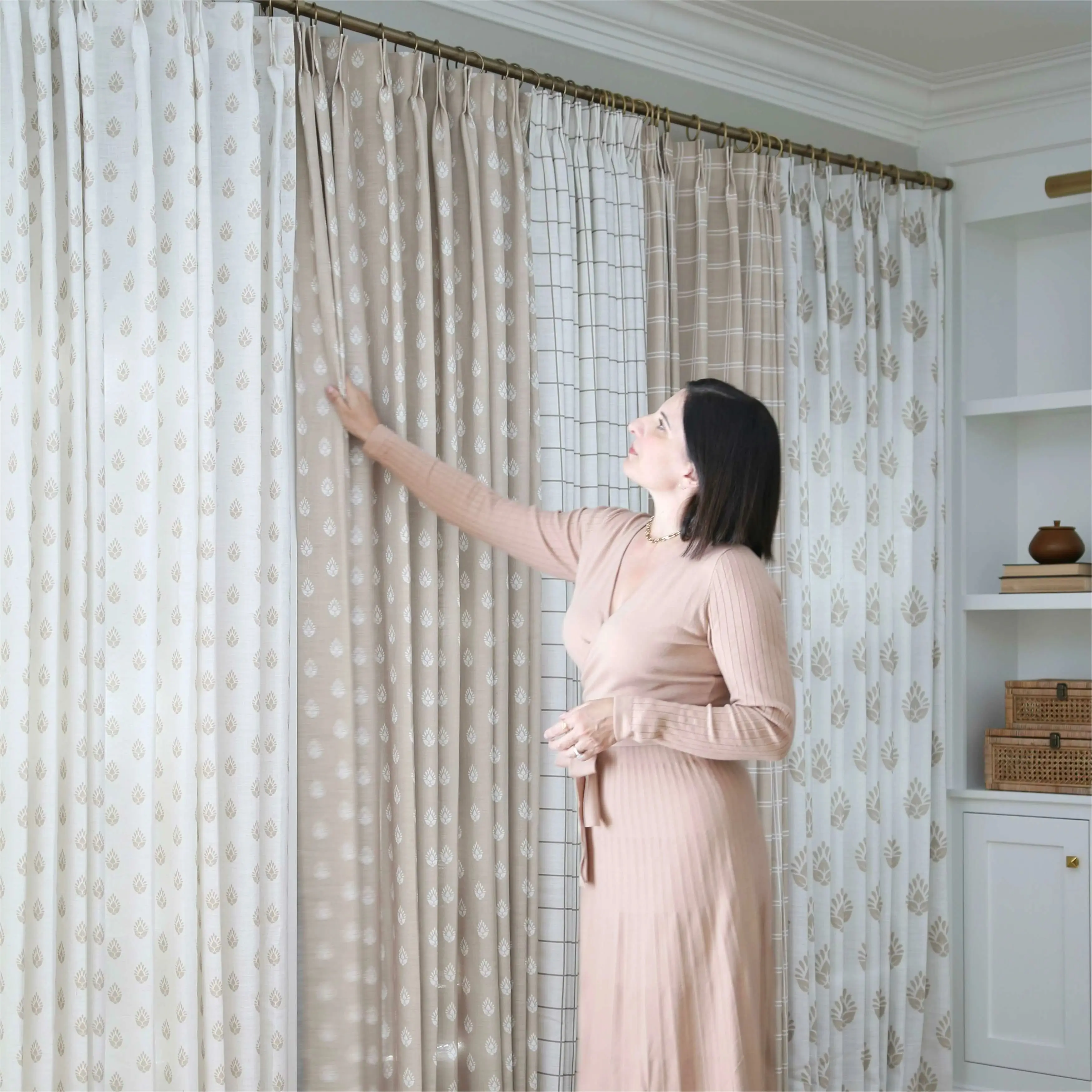 Stefana Silber Print Linen Curtain Drapery Grommet - Image 8