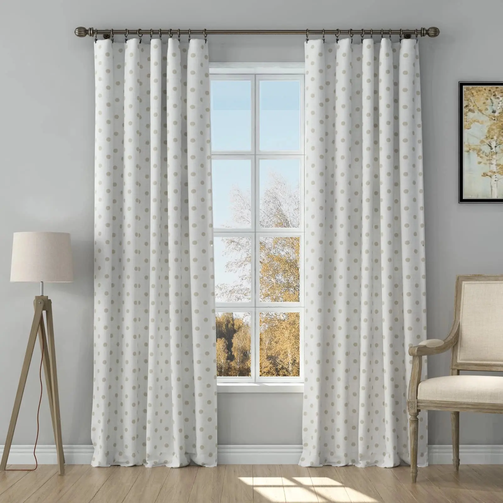 Stefana Silber Print Linen Curtain Drapery Soft Top - Image 11