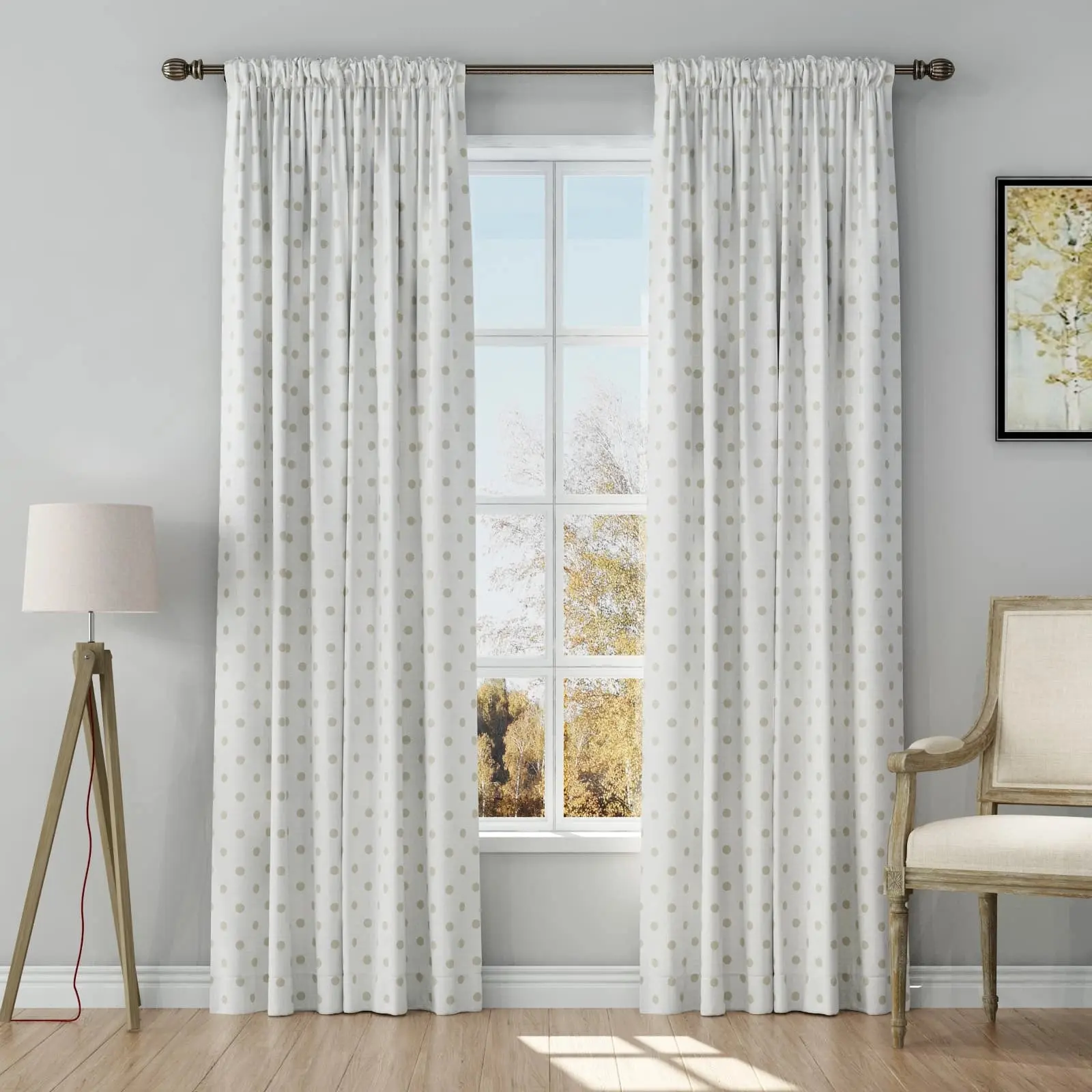 Stefana Silber Print Linen Curtain Drapery Soft Top - Image 18