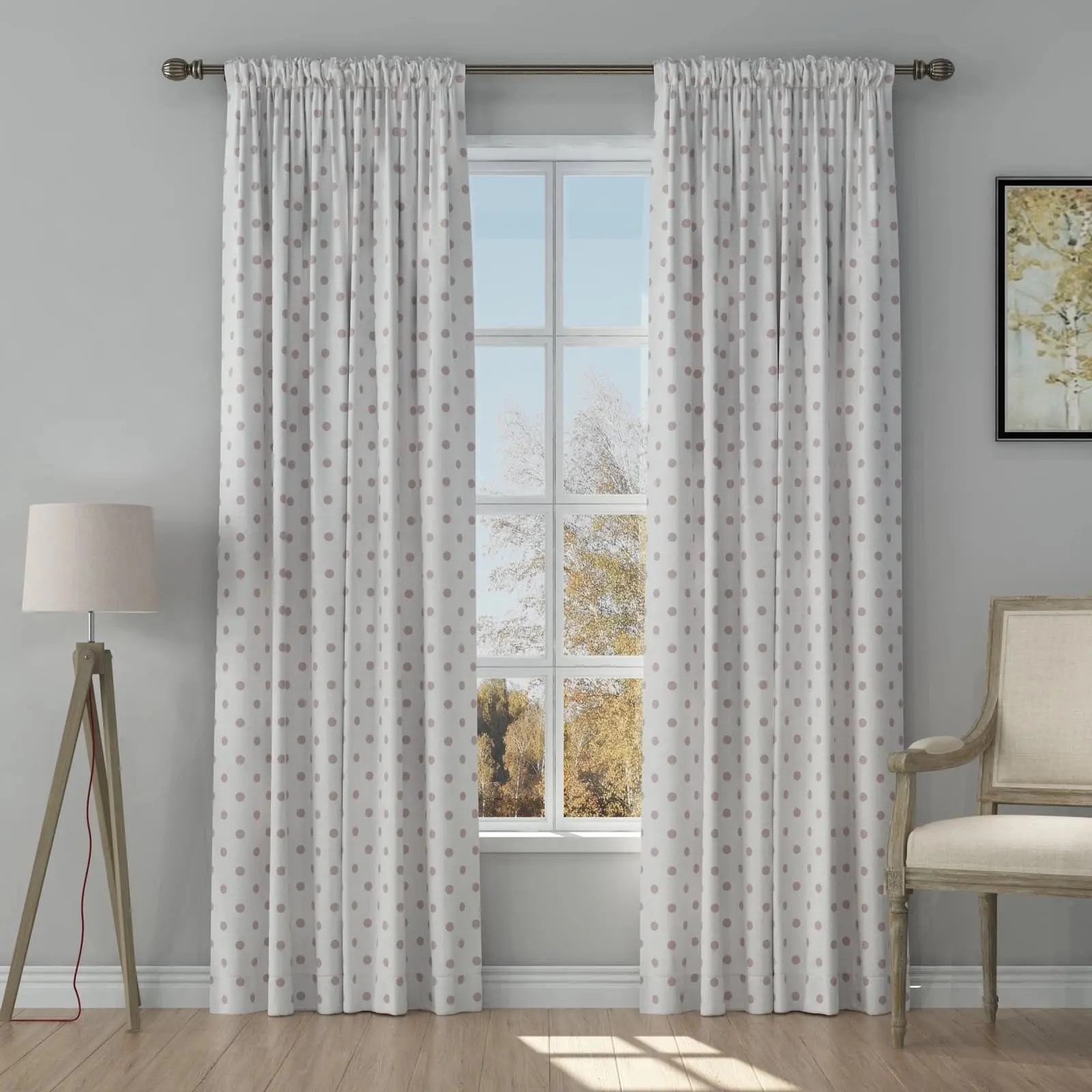 Stefana Silber Print Linen Curtain Drapery Soft Top - Image 20