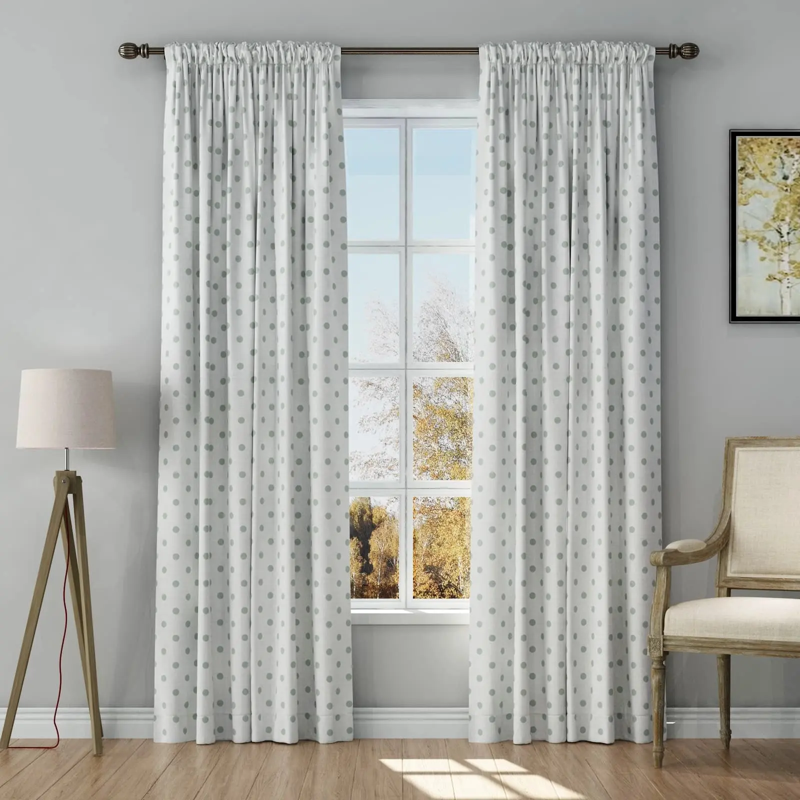 Stefana Silber Print Linen Curtain Drapery Soft Top - Image 21