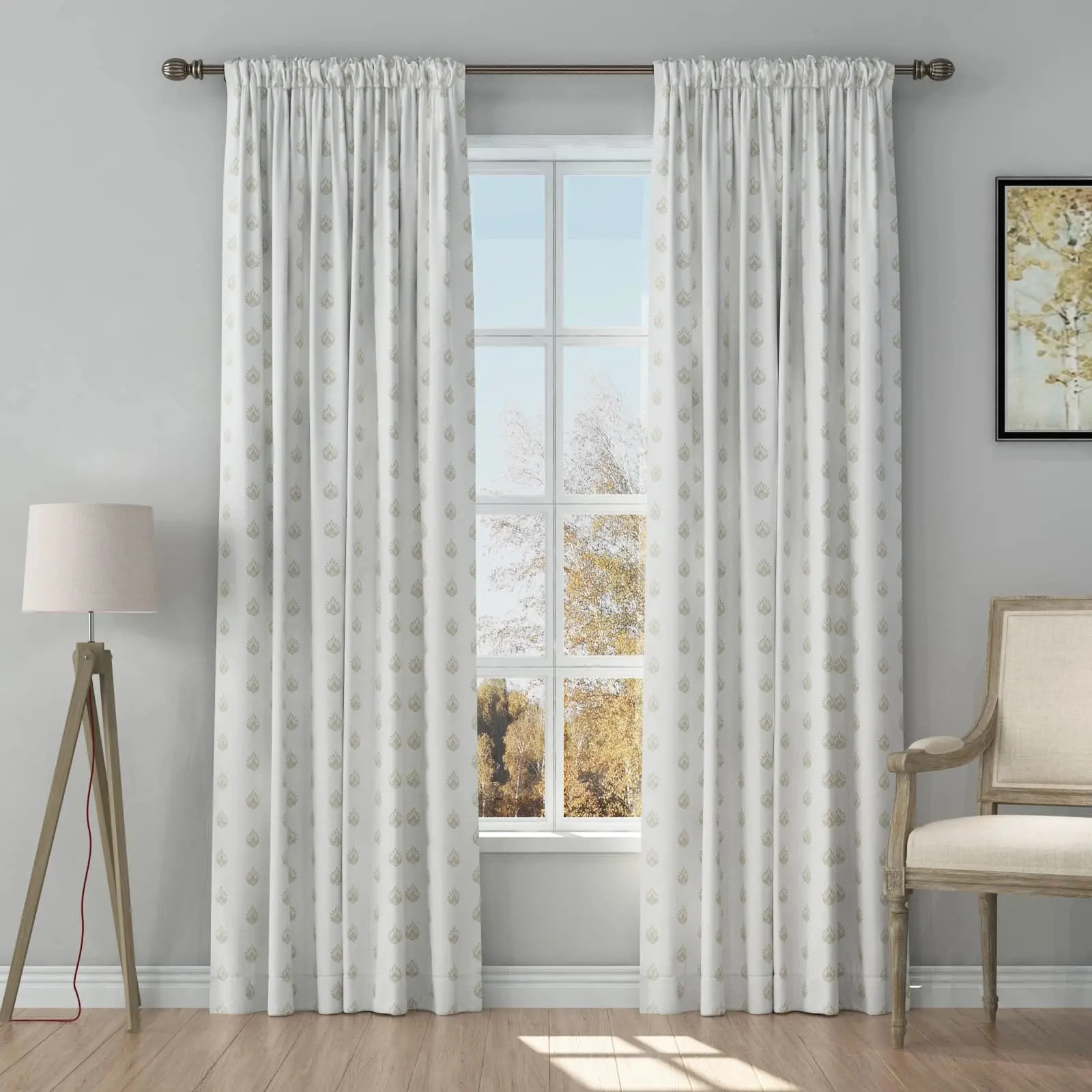 Stefana Silber Print Linen Curtain Drapery Soft Top - Image 22