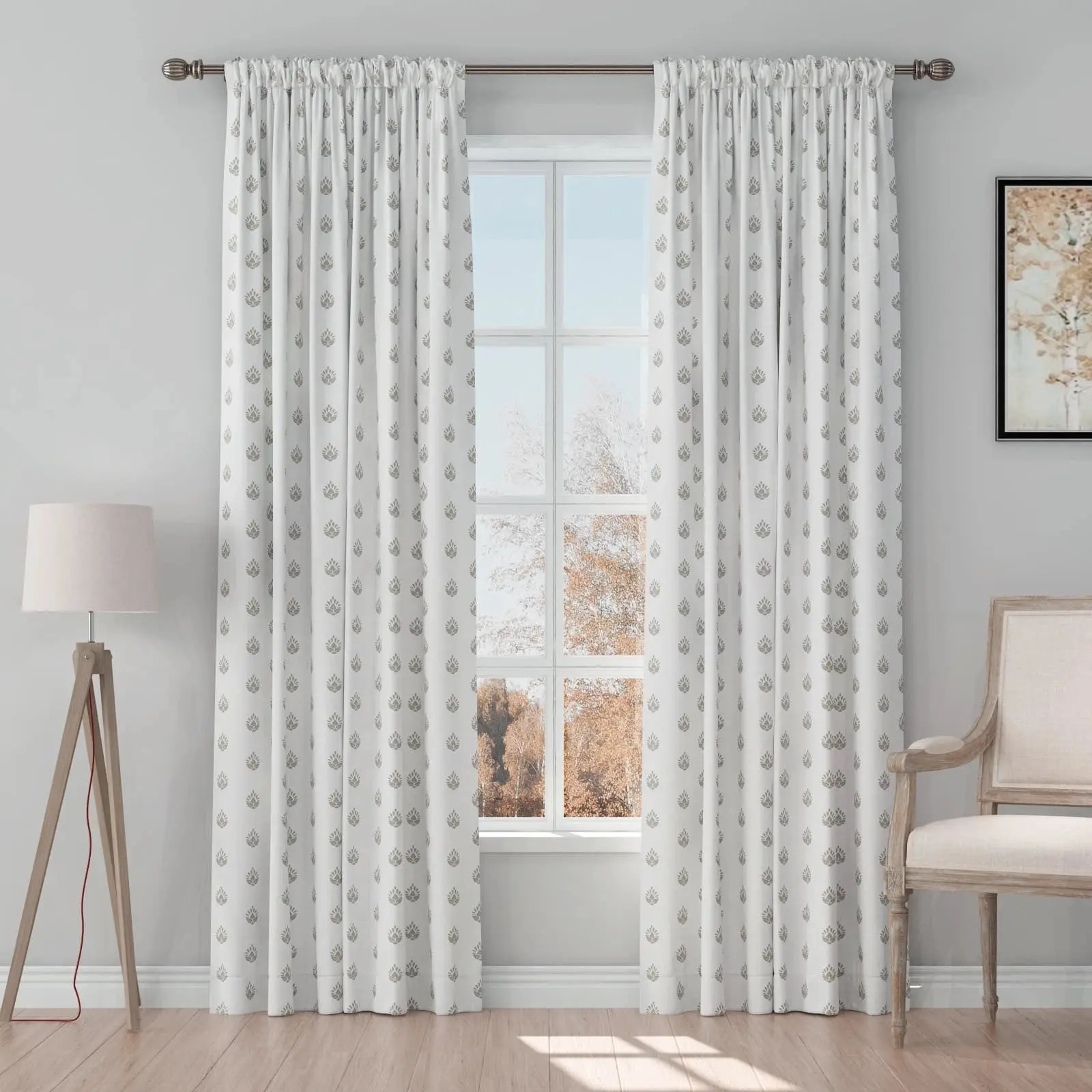 Stefana Silber Print Linen Curtain Drapery Soft Top - Image 23