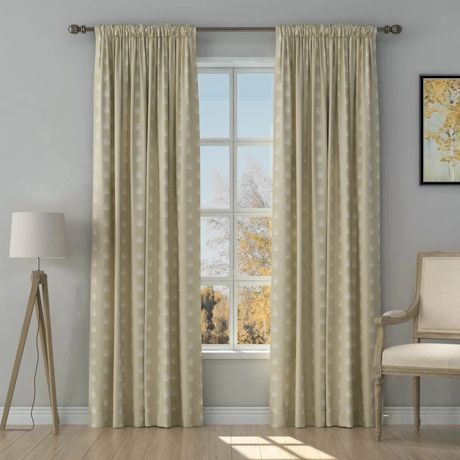 Stefana Silber Print Linen Curtain Drapery Soft Top - Image 25