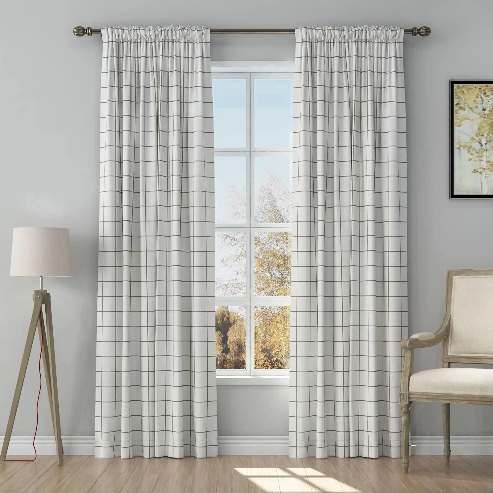 Stefana Silber Print Linen Curtain Drapery Soft Top - Image 26