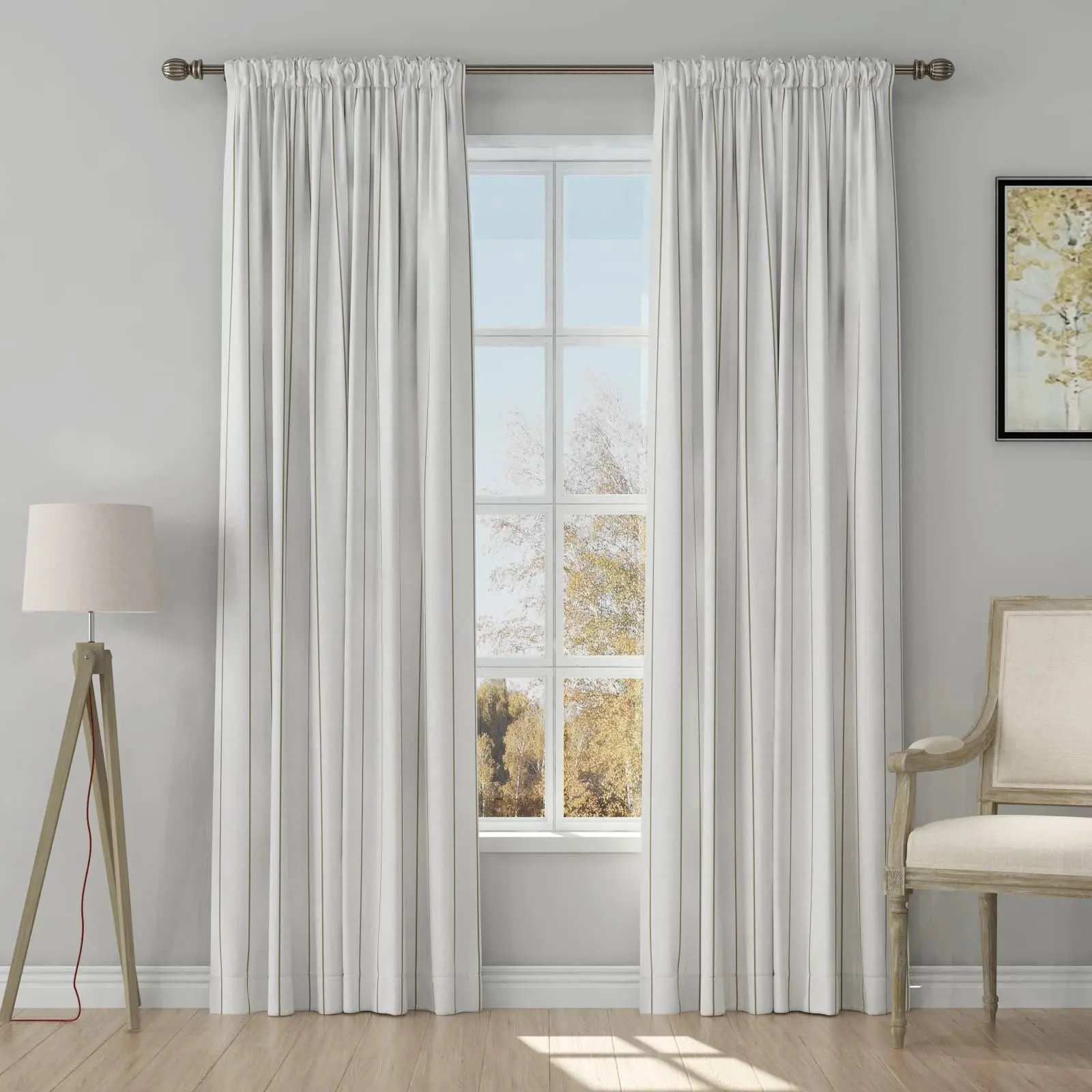 Stefana Silber Print Linen Curtain Drapery Soft Top - Image 33