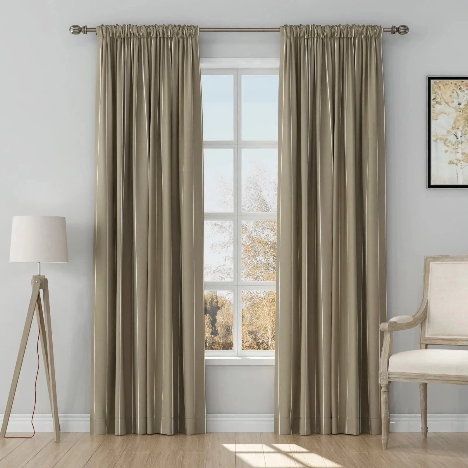 Stefana Silber Print Linen Curtain Drapery Soft Top - Image 35