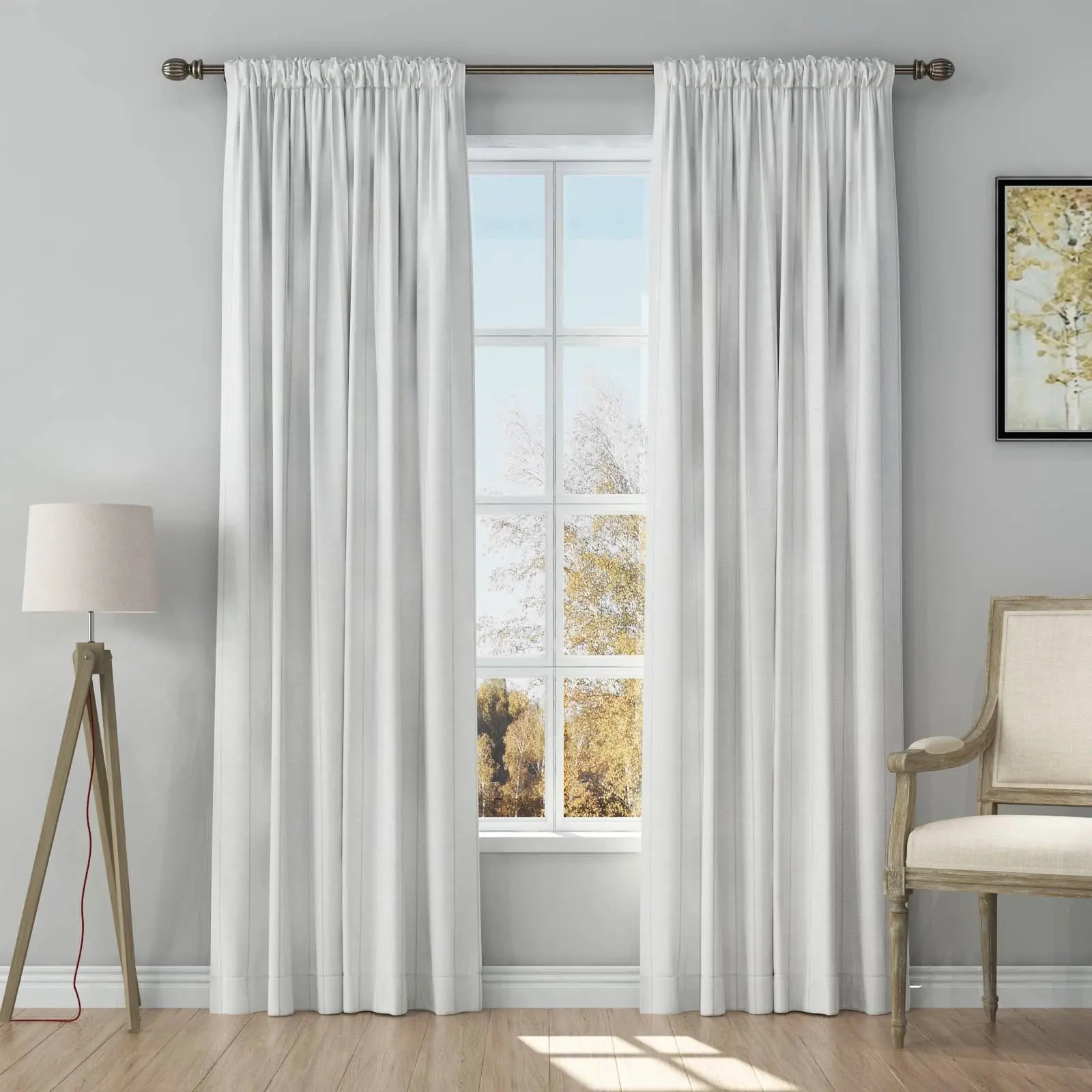 Stefana Silber Print Linen Curtain Drapery Soft Top - Image 36