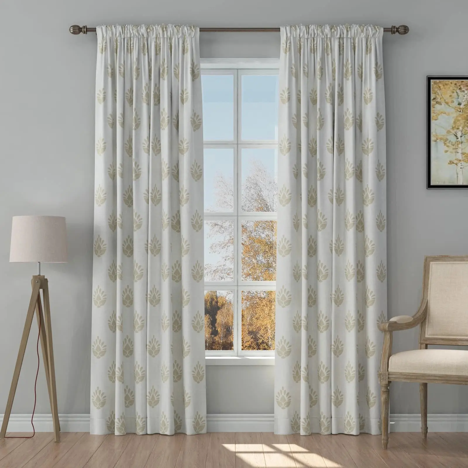 Stefana Silber Print Linen Curtain Drapery Soft Top - Image 37