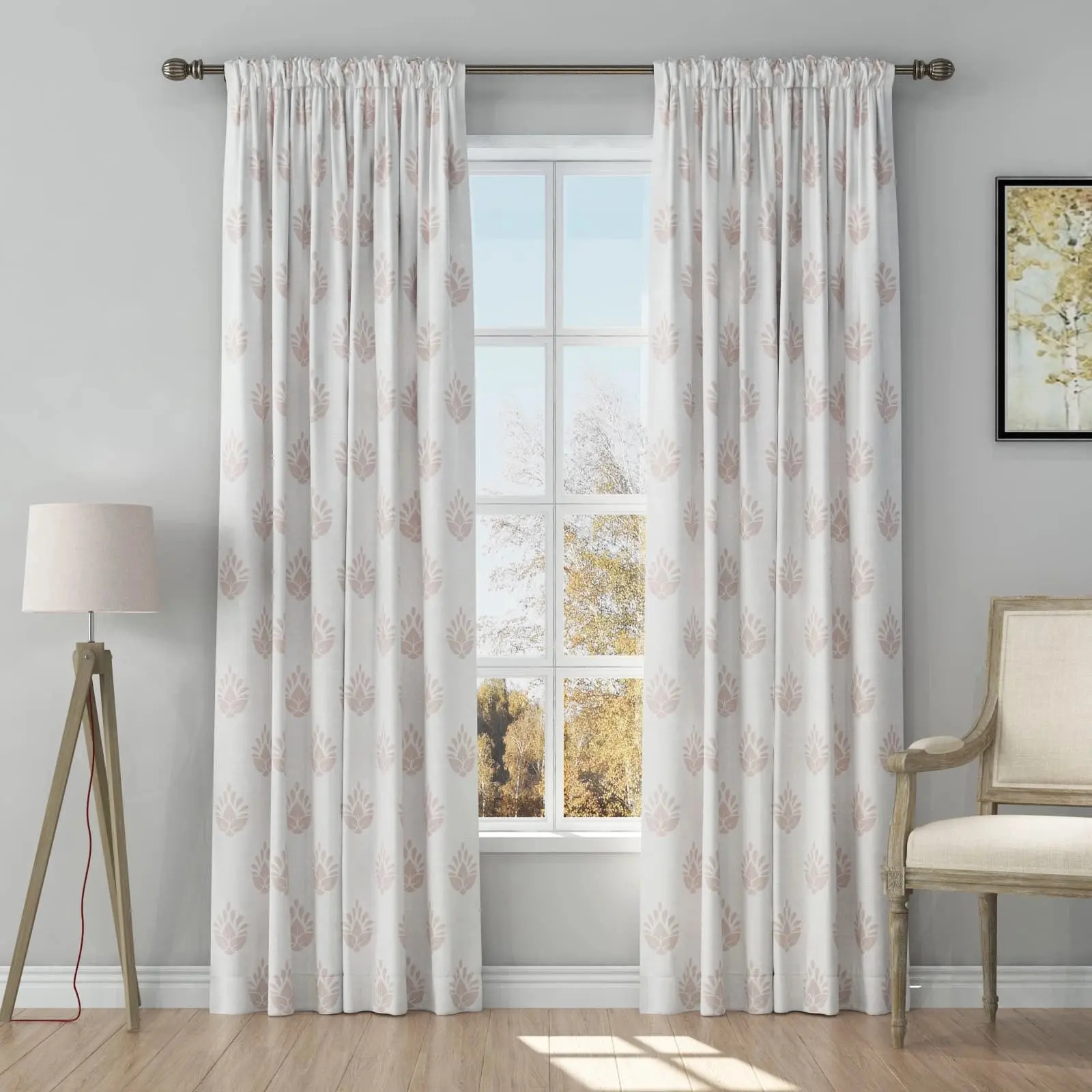 Stefana Silber Print Linen Curtain Drapery Soft Top - Image 39