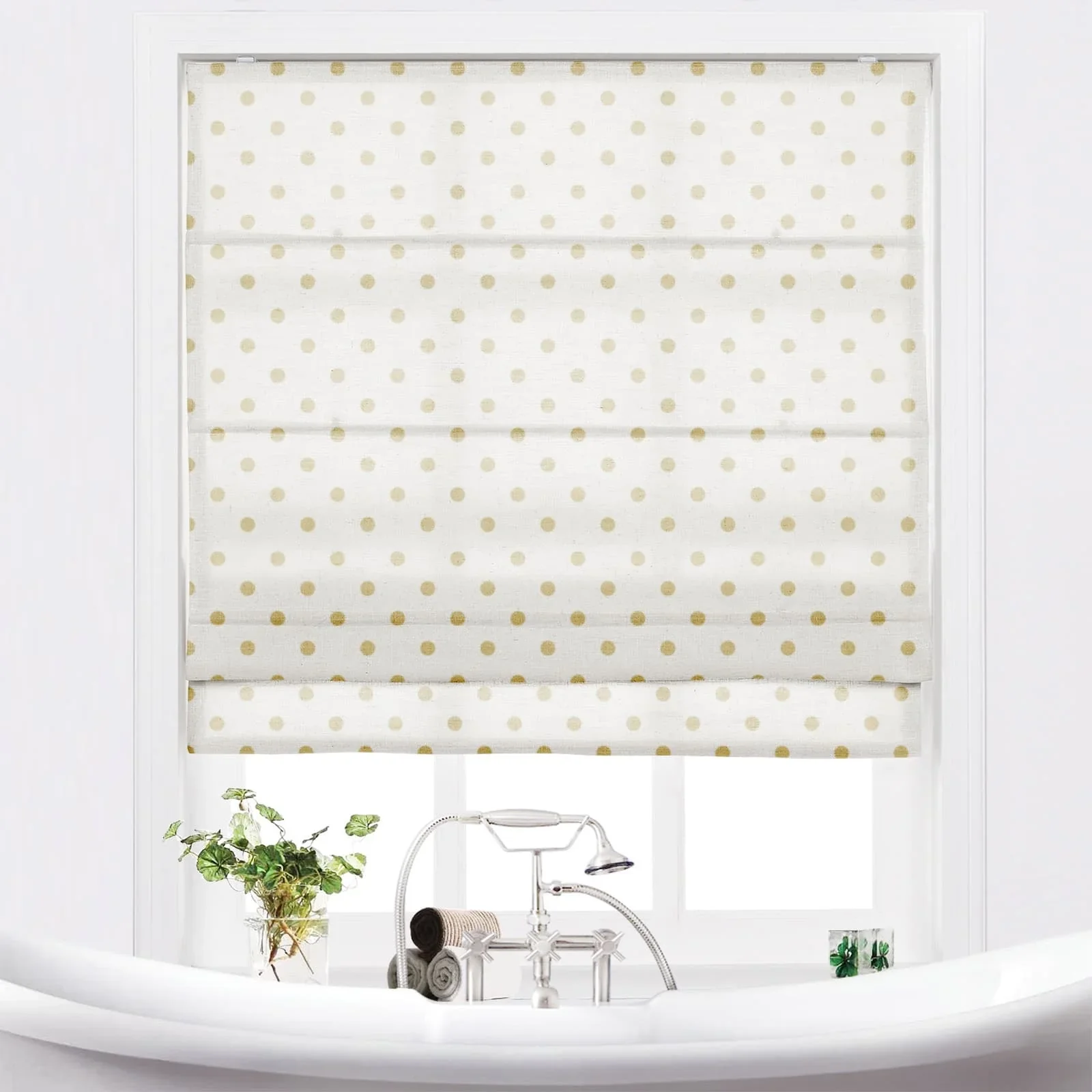 Stefana Silber Printed Cordless Roman Shade-Wooden Headrail - Image 10