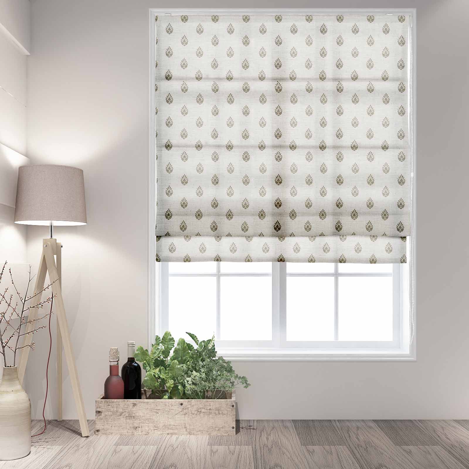 Stefana Silber Printed Cordless Roman Shade-Wooden Headrail - Image 23