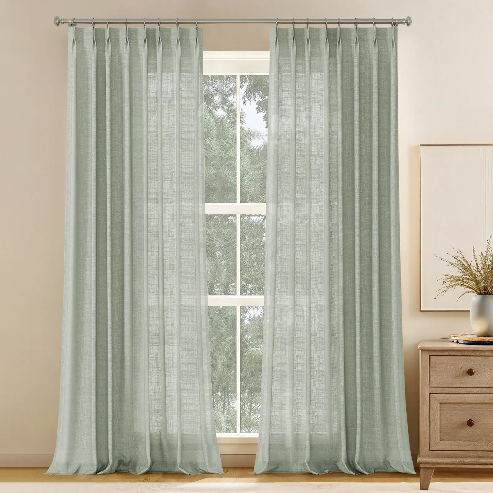 Stella Open Weave Semi Sheer Curtain Pleated - Image 23