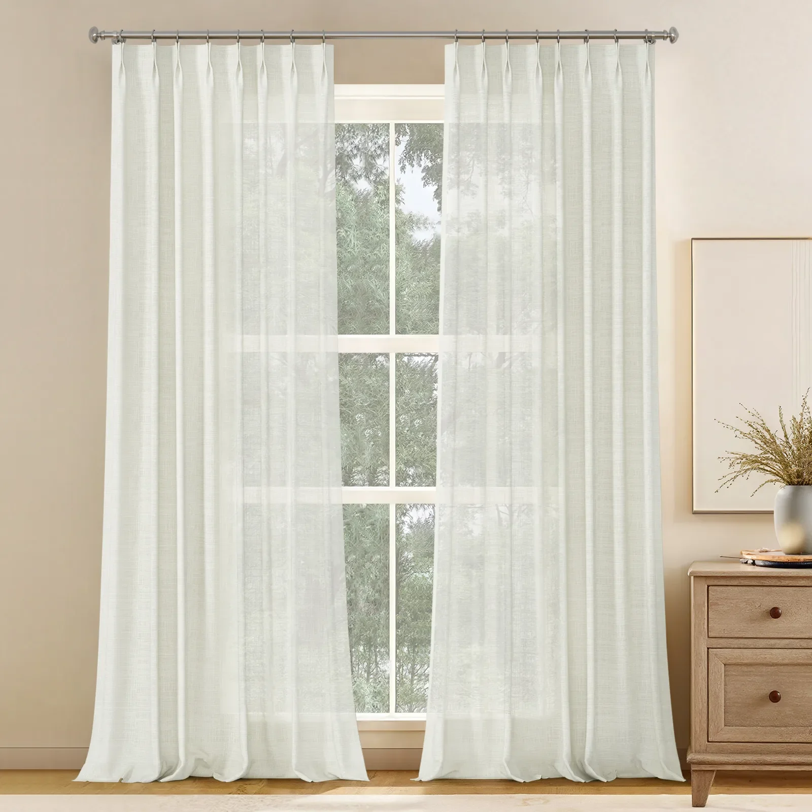 Stella Open Weave Semi Sheer Curtain Pleated - Image 3