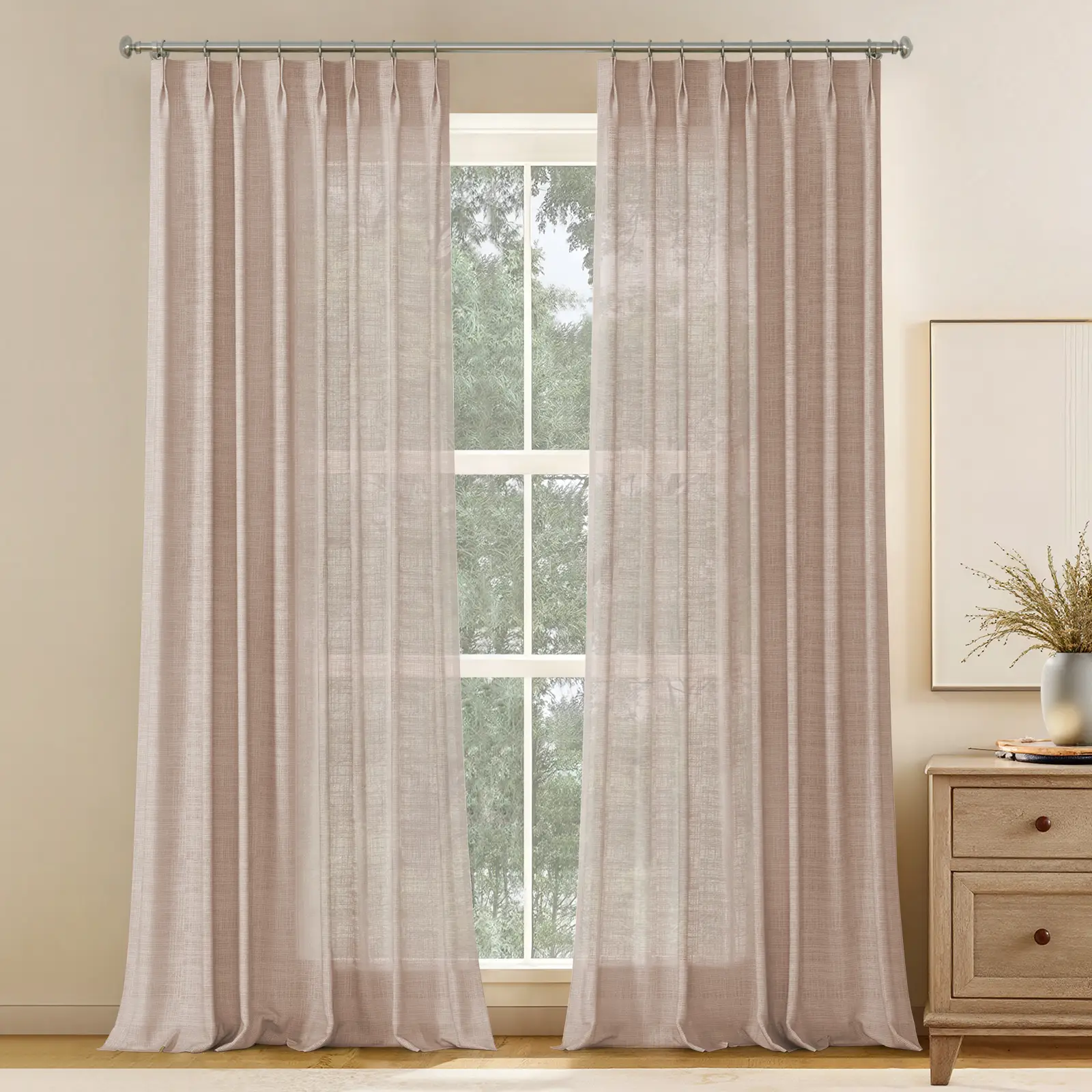 Stella Open Weave Semi Sheer Curtain Pleated - Image 7
