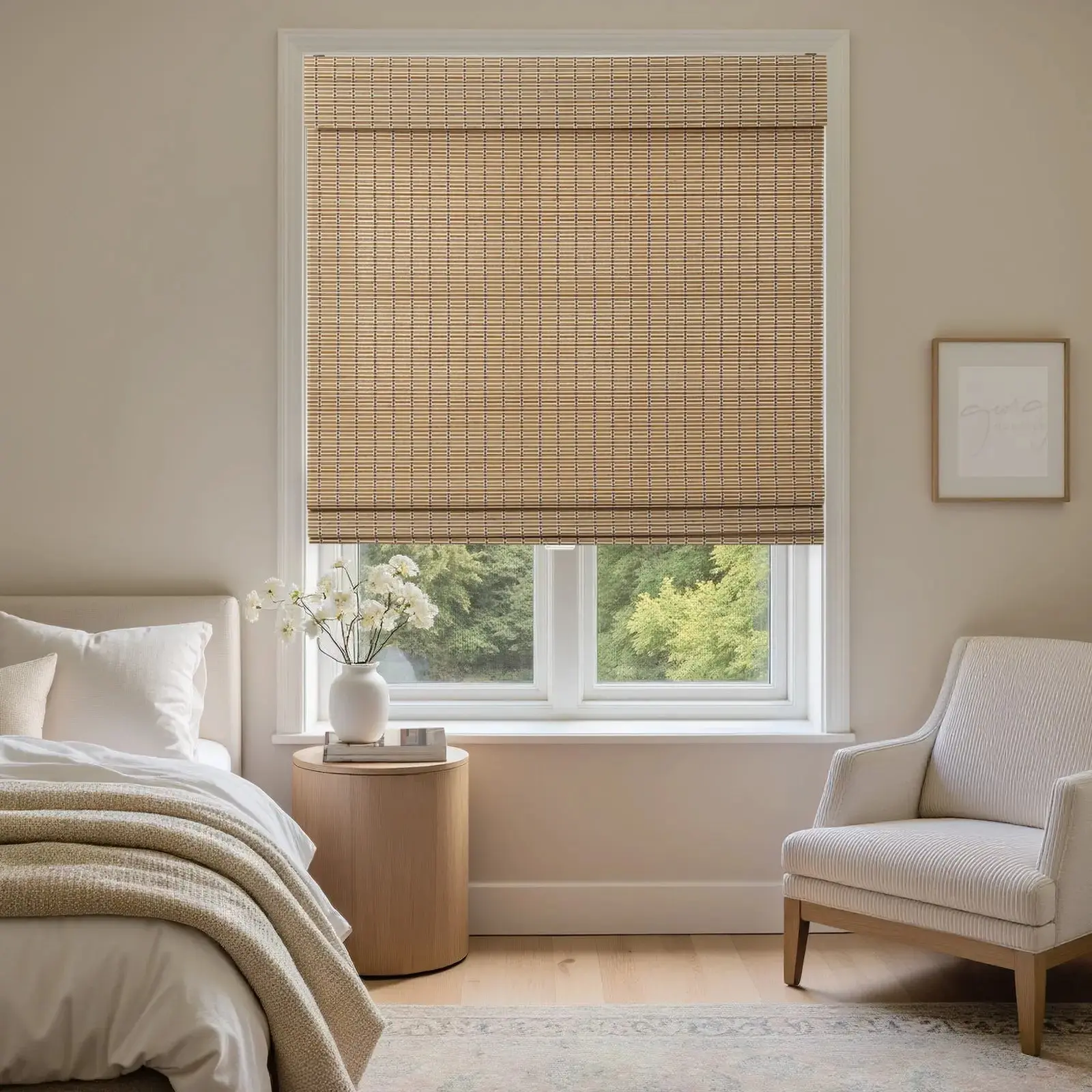 Sybil Bamboo Roman Shade - Dark Khaki - Image 3