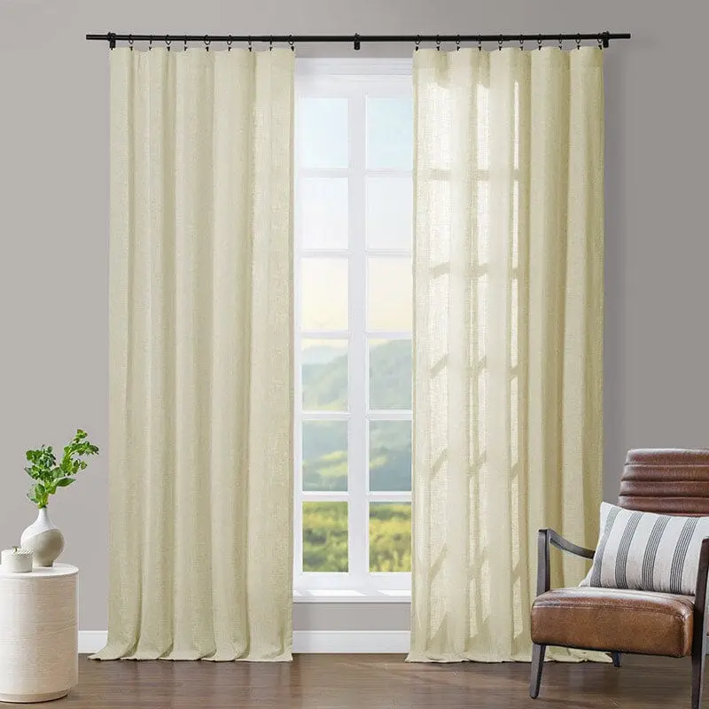 Tia Linen Curtain Drapery Soft Top - Image 2