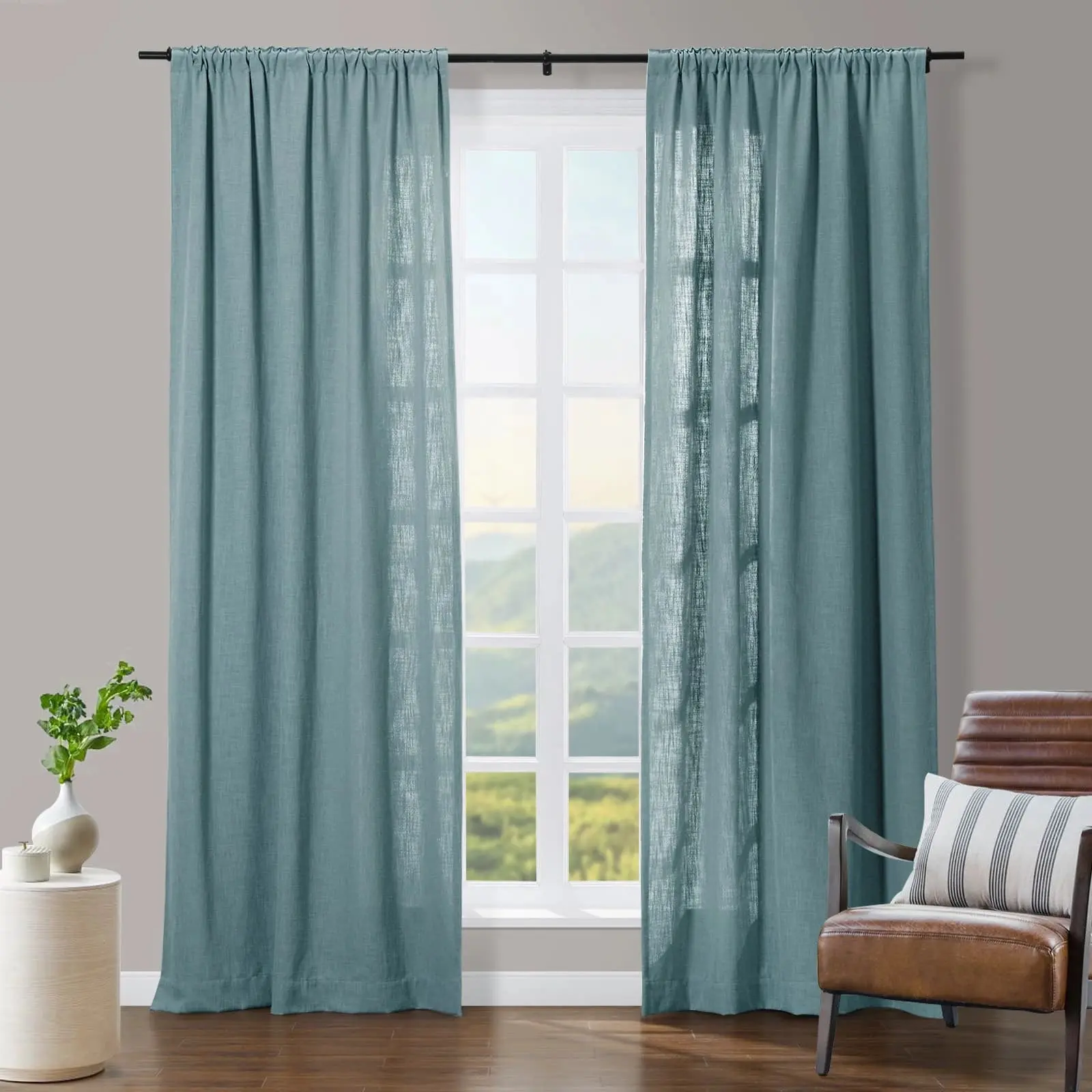 Tia Linen Curtain Drapery Soft Top - Image 8