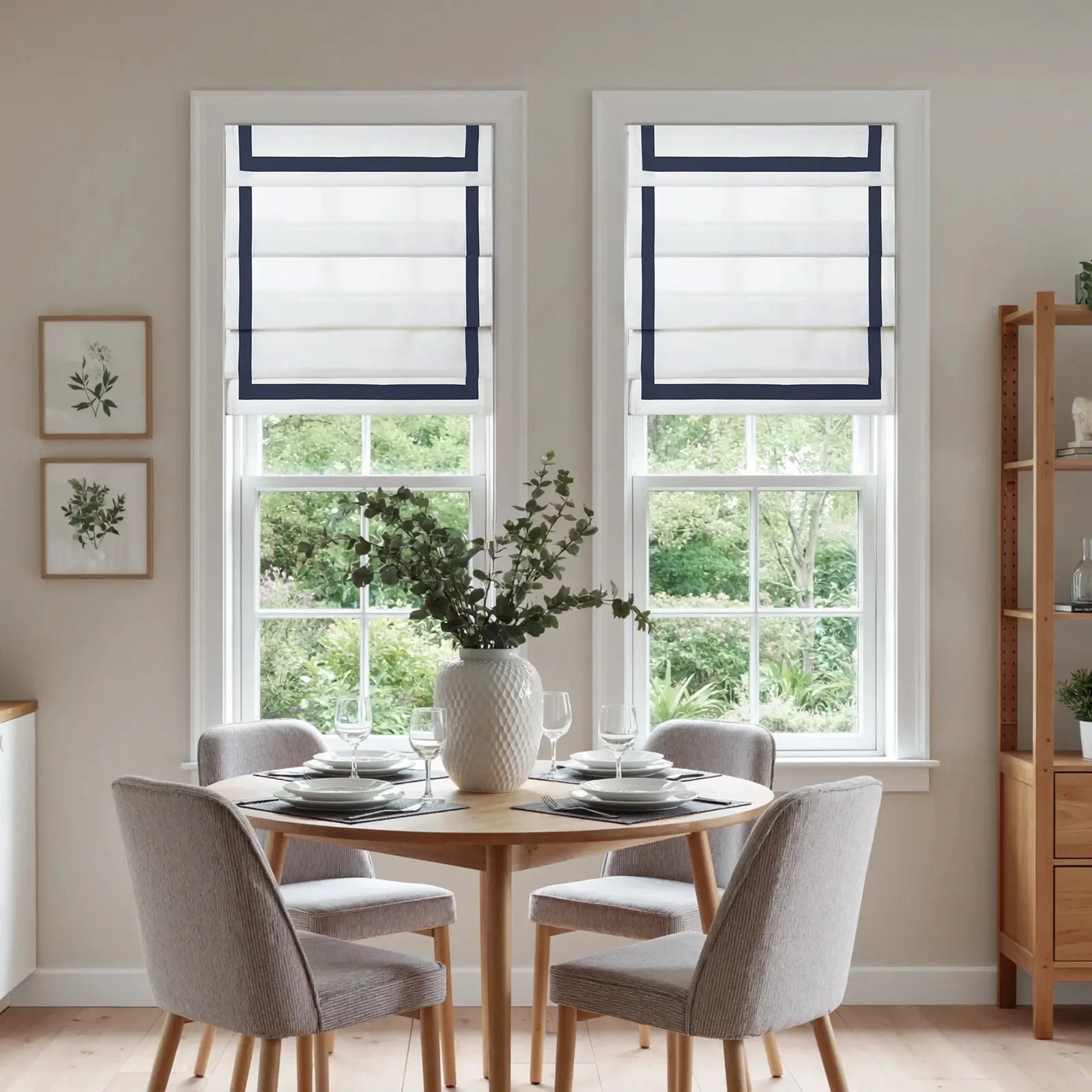 Tyrone Cordless Roman Shade with Border - Image 3