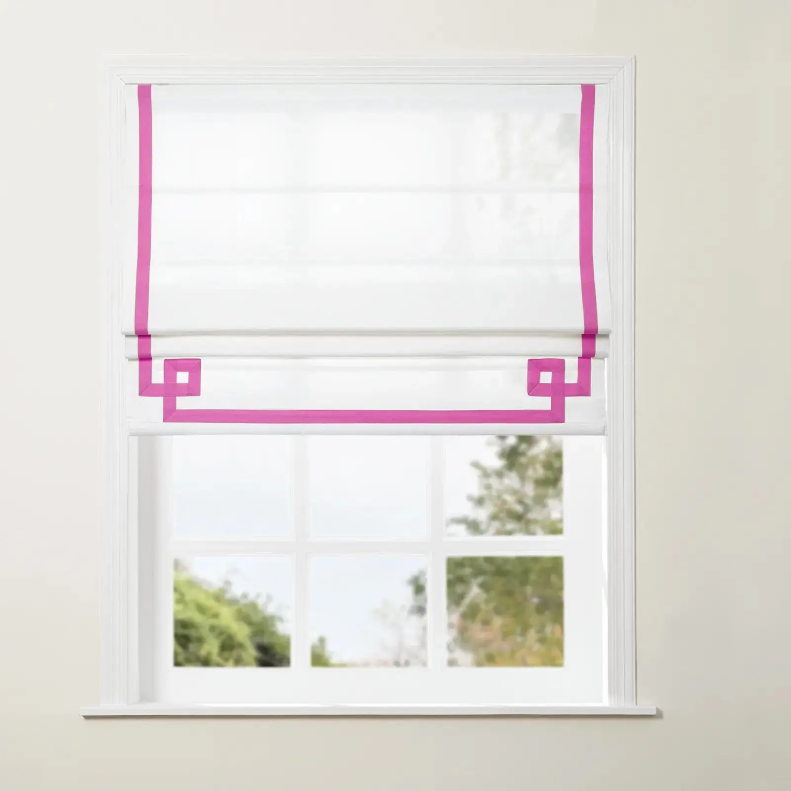 Tyrone Cordless Roman Shade with Border - Image 36